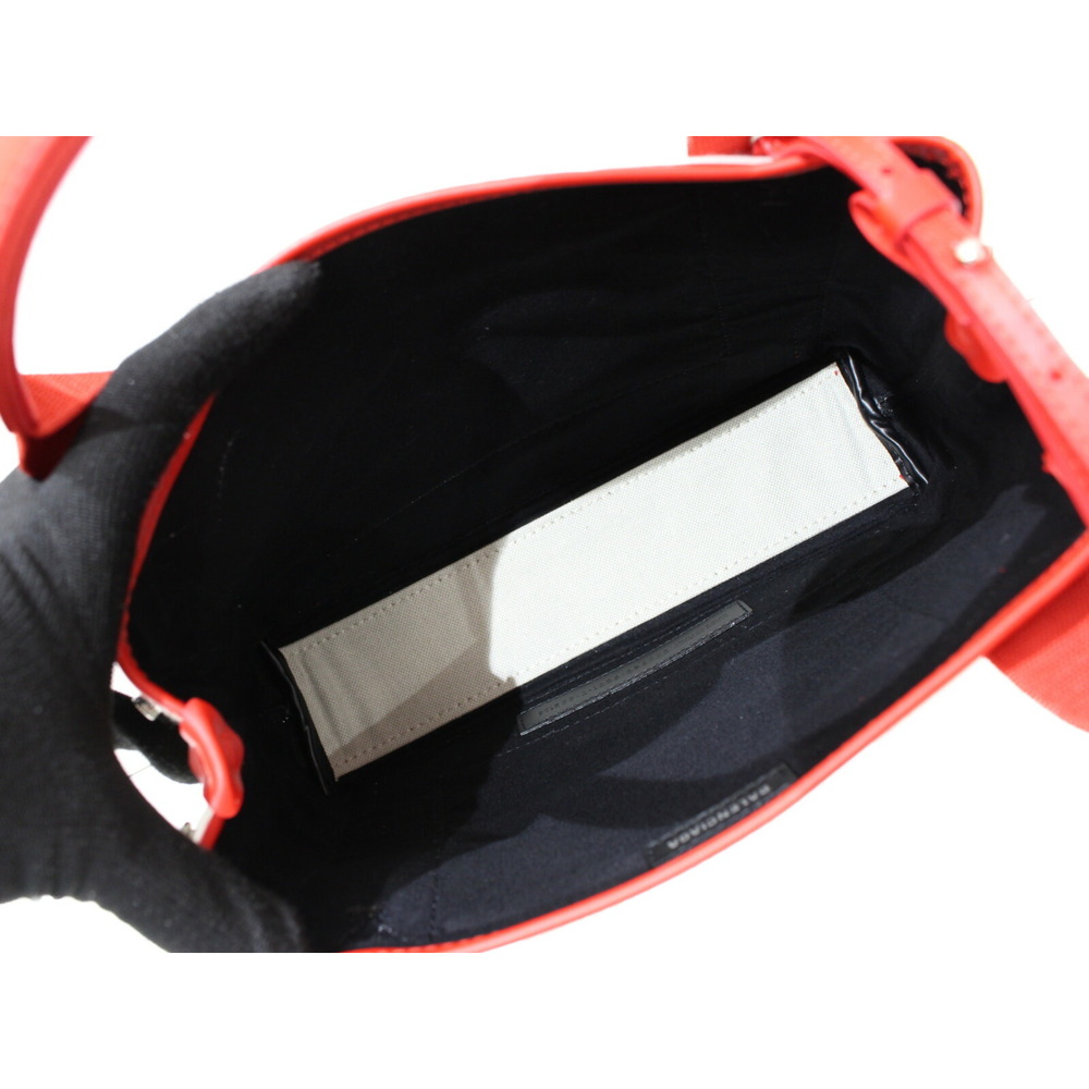 BALENCIAGA Navy Blue Cabas XS leather canvas red off white pouch - Picture 6 of 7
